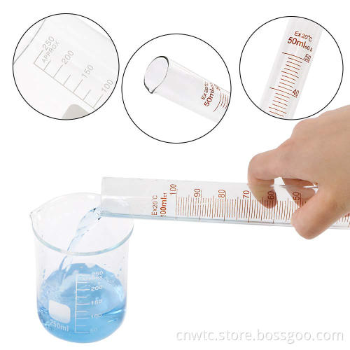 Lab Glass Measuring Cylinder: Borosilicate Boro3.3 with Graduation for Scientific Measurements